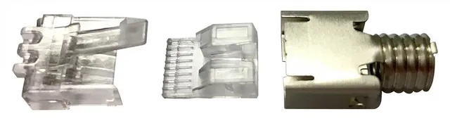 MP-6S-B-5, RJ45, Rostfritt stål, Transparent, Rostfritt stål, Cat6, Nickel/Guld, Förnicklad fosforbrons