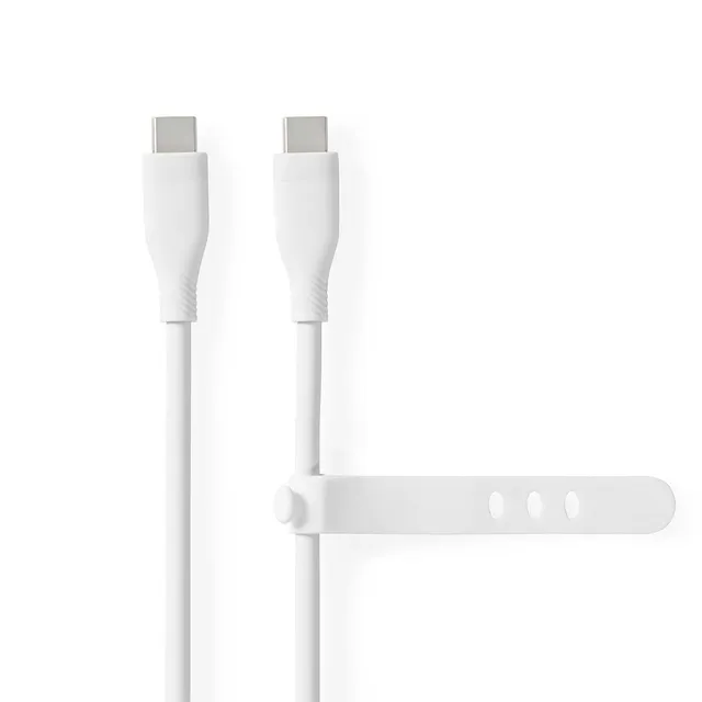 USB-kabel | USB 2.0 | USB-C™ Hane | USB-C™ Hane | 60 W | 480 Mbps | Nickelplaterad | 1.50 m | Rund | Silikon | Vit | Låda