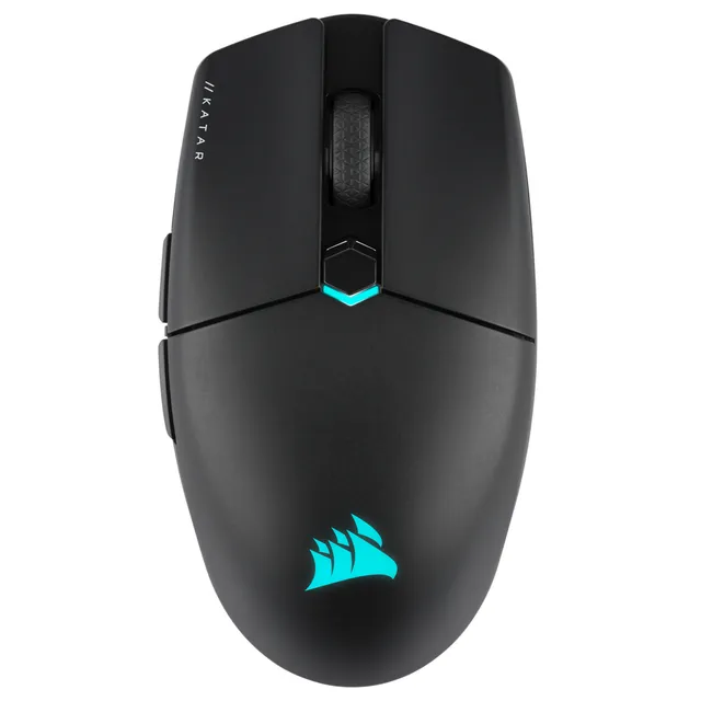 CORSAIR Gaming KATAR ELITE - Mus - optisk - 6 knappar - trådlös, kabelansluten - USB-C, Bluetooth, 2.4 GHz - trådlös USB-mottagare