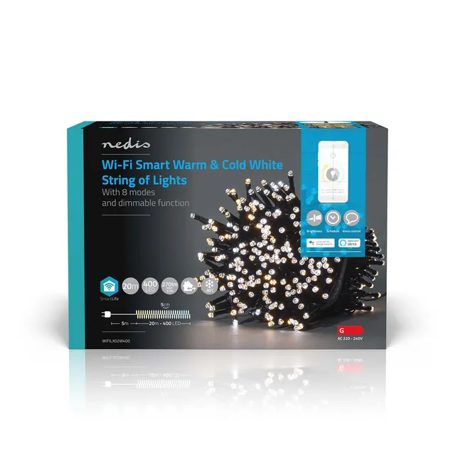 SmartLife Julbelysning | Sträng | Wi-Fi | Varm till cool vit | 400 LED's | 20.0 m | Android™ / IOS