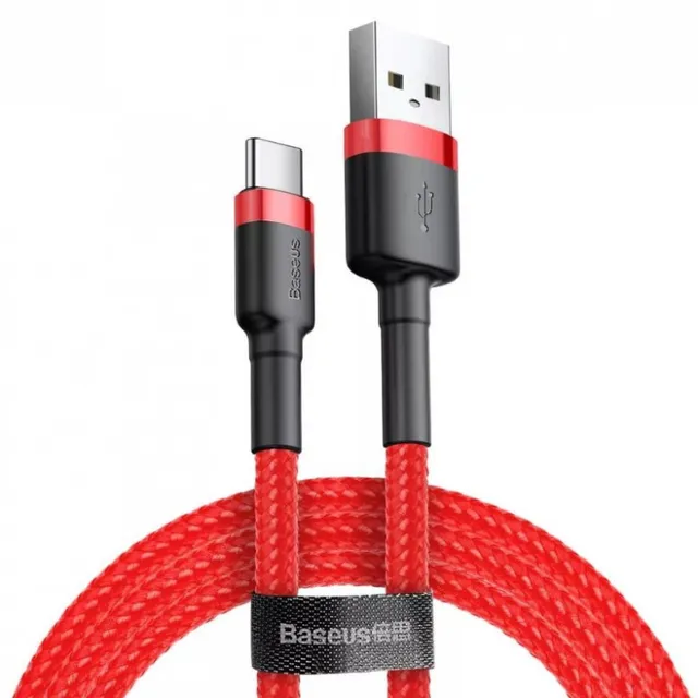 Cafule USB-A till USB-C - 3A - 1m - Röd