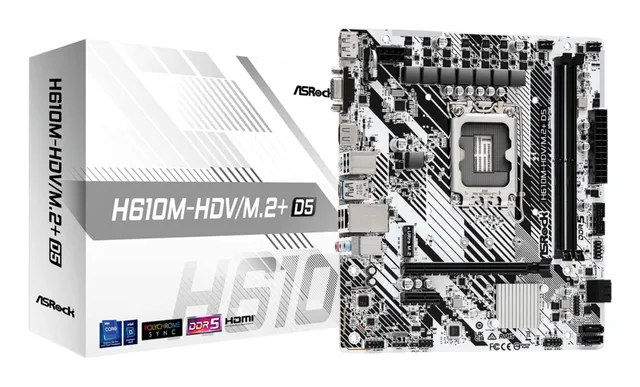 H610M-HDV/M.2+ D5 Moderkort - Intel H610 - Intel LGA1700 - DDR5 RAM - Micro-ATX