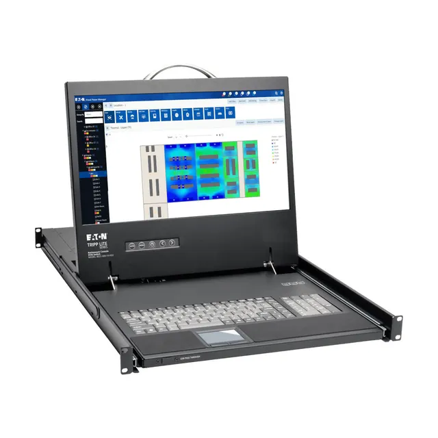19" Eaton Series Rack Console 1URM DVI VGA for KVM Switch 19" LCD 1080p Rackmount TAA