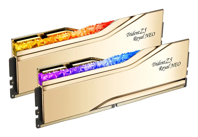 Trident Z5 Royal Neo RGB DDR5-6000 - 48GB - CL28 - Dual Channel (2 pcs) - AMD EXPO - Guld med RGB