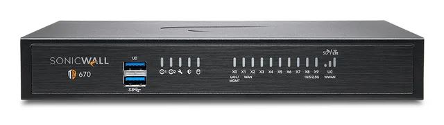 SonicWall TZ670 - Säkerhetsfunktion - med 1 year Support Service 8x5 - 10GbE - skrivbord