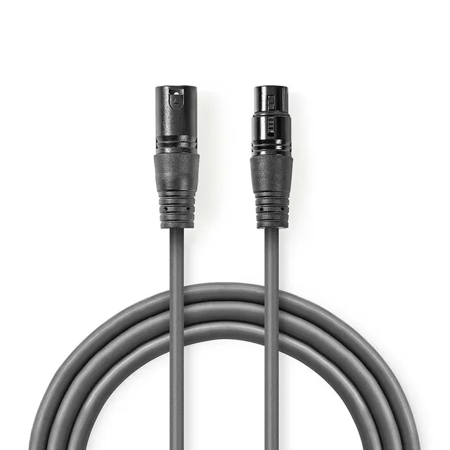 Balanserad ljudkabel | XLR 3-stifts hane | XLR 3-stifts hona | Nickelplaterad | 0.50 m | Rund | PVC | Mörkgrå | Kartonghylsa