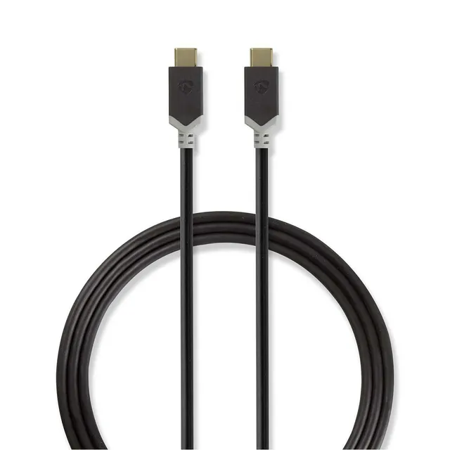 USB-kabel | USB 3.2 Gen 1 | USB-C™ Hane | USB-C™ Hane | 60 W | 4K@60Hz | 5 Gbps | Nickelplaterad | 1.00 m | Rund | PVC | Antracit | Låda