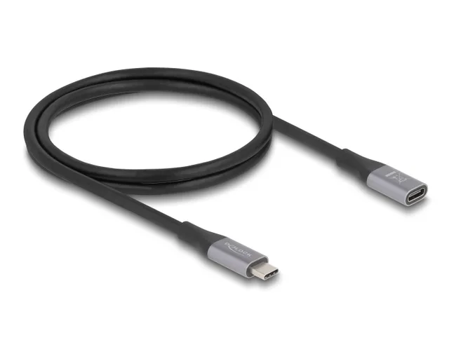 USB-C förlängningskabel hane till hona 40Gbps 240W PD, 1m - Grå
