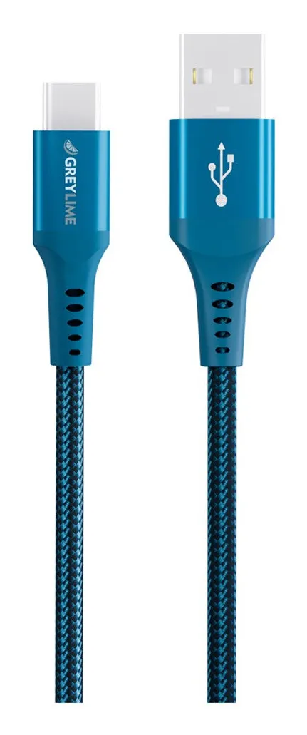 Braided USB-A to USB-C Cable Blue 1 m