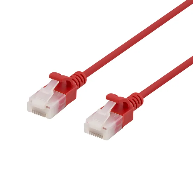 U/UTP Cat6a patch cable, slim, 3.5mm diameter, 0.5m, red