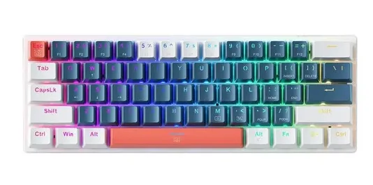 K500-B61 Wired Mechanical Backlit Gaming Keyboard Blue Switch - Blue & White - Blå