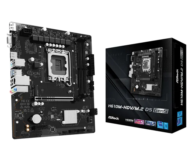 H610M-HDV/M.2 D5 Gen5 - motherboard - micro ATX - LGA1700 Socket - H610 Moderkort - Intel H610 - Intel LGA1700 - DDR5 RAM - Micro-ATX