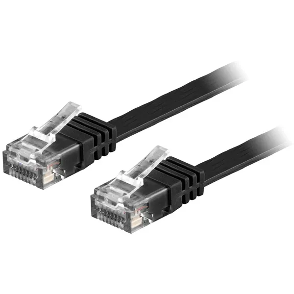 U/UTP Cat6 patchkabel,flat,guldpläterade kontakter,7m,svart (TP-67S-FL)