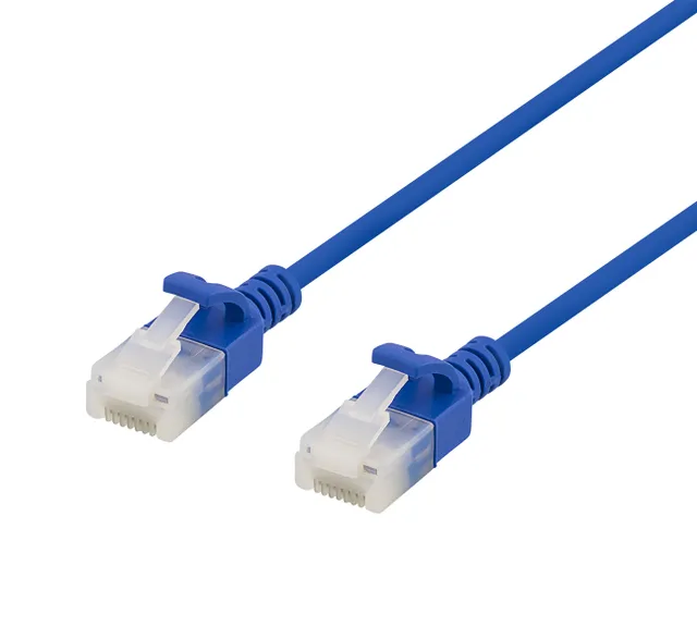 U/UTP Cat6a patch cable, slim, 3.5mm diameter, 2m, blue