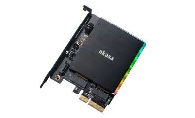 M.2 adapterkort med RGB plats för 2 M.2 SSD (1xNVME, 1x SATA)