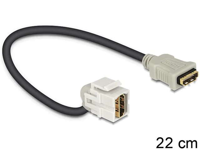Keystone modul med kabel, HDMI ho - ho, 22cm, grå