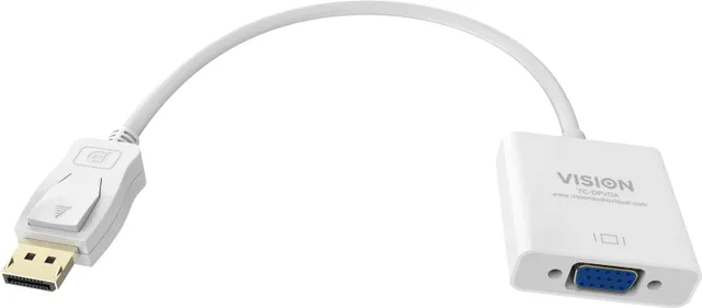 Professional installation-grade DisplayPort to VGA adaptor - Lifetime Warranty - maximum resolution 1920 x 1080 - does not convert VGA to DP -
