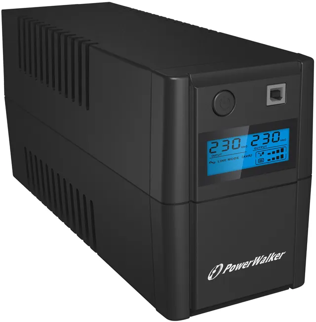BlueWalker PowerWalker VI 850SE LCD/IEC - UPS - AC 230 V - 480 Watt - 850 VA - 9 Ah - USB - utgångskontakter: 4 - svart