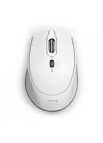 PORT Connect SILENT - Mus - optisk - trådlös - 2.4 GHz - USB/USB-C trådlösa mottagare - vit