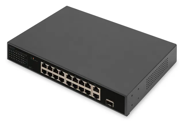DN-95355 16-Port 10/100 Mbps PoE Switch 16 x10/100Mbps PoE RJ45 Ports.1x GE RJ45 1x SFP