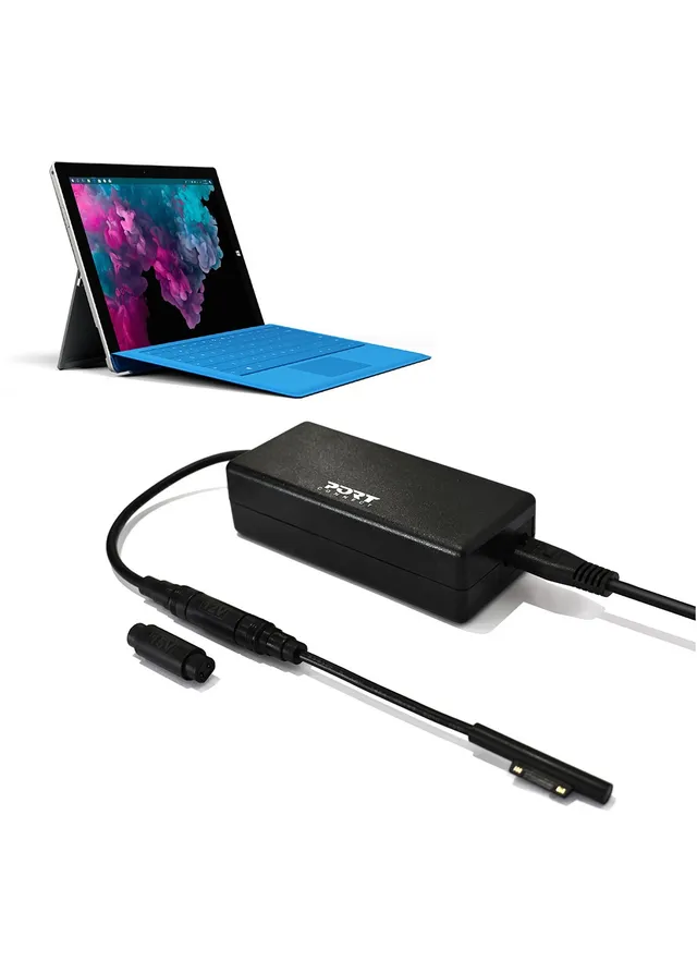 PORT Connect - Strömadapter - AC 100-240 V - 60 Watt - för Microsoft Surface Book, Go, Laptop, Pro (I mitten av 2017), Pro 3, Pro 4, Pro 6