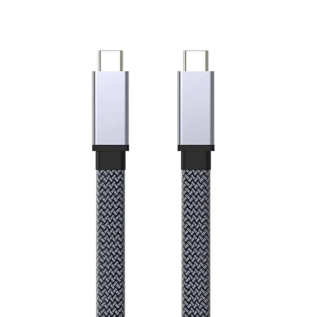 1m Platt USB3.2 Gen2 SuperSpeed USB 10Gbps USB-C till C nylonflätad kabel med Power Delivery 100W, 4K60Hz video och Emarker
