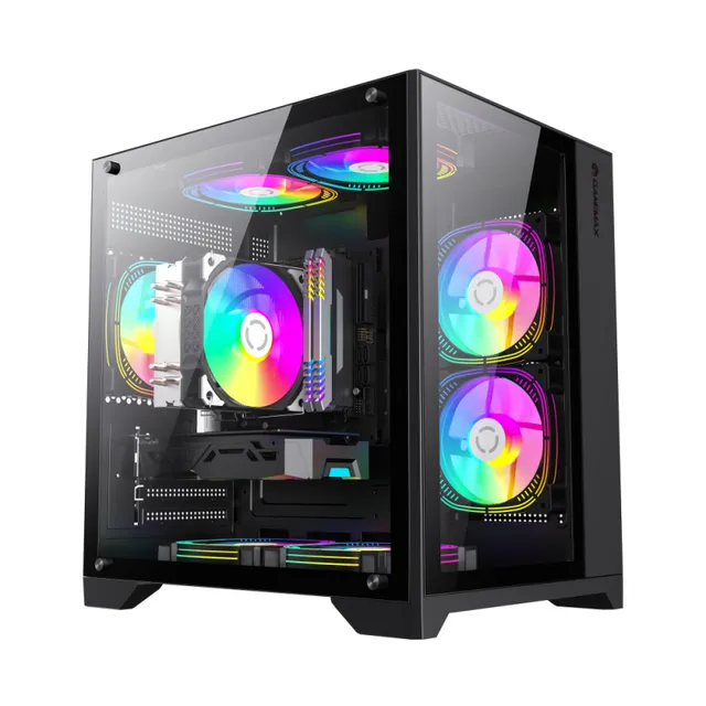 Infinity Mini BK - microATX - FlexATX - genomskinlig sidopanel (härdat glas) - ingen strömförsörjning (ATX) - svart - USB/Audio/Mic