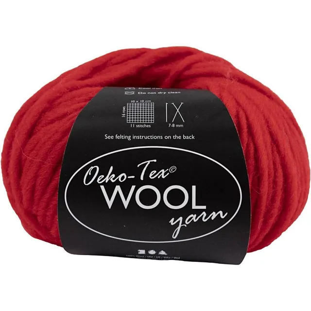 Wool yarn Red 50m