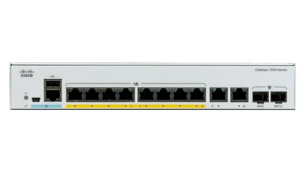 Catalyst 1000-8FP-E-2G-L - Switch - Administrerad - 8 x 10/100/1000 (PoE+) + 2 x kombinations-Gigabit SFP (upplänk) - rackmonterbar - PoE+ (120