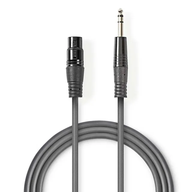 Balanserad ljudkabel | XLR 3-stifts hona | 6.35 mm Hane | Nickelplaterad | 1.50 m | Rund | PVC | Mörkgrå | Kartonghylsa