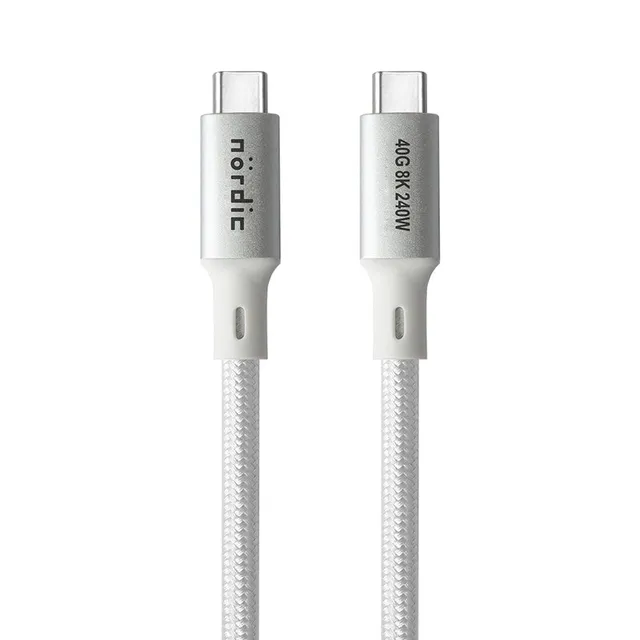 1m USB4 USB-C till C nylonflätad kabel PD3.1 med 240W snabbladdning 40G 8K60Hz 4K120Hz 5K60Hz 2x4K60Hz Emarker