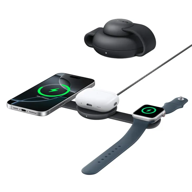 MagGo Wireless Charging Station (3-in-1 Foldable Pad) - Black