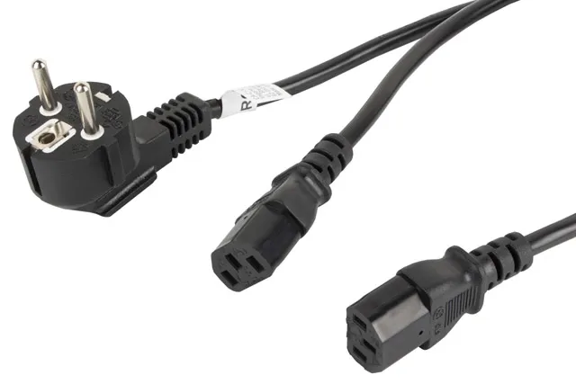Strömkabel Split 2x C13 (2 meter) Svart