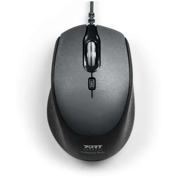 PORT Connect Professional SILENT - Mus - optisk - 3 knappar - kabelansluten - USB - svart