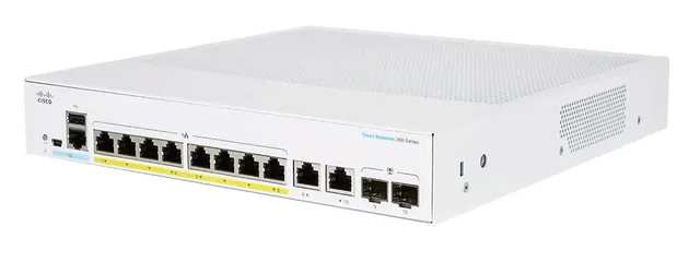 Business 250 Series CBS250-8P-E-2G - Switch - L3 - smart - 8 x 10/100/1000 (PoE+) + 2 x kombination Gigabit Ethernet/Gigabit SFP - rackmonterbar