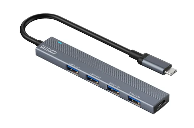 USB-C hub 4x USB-A Grå