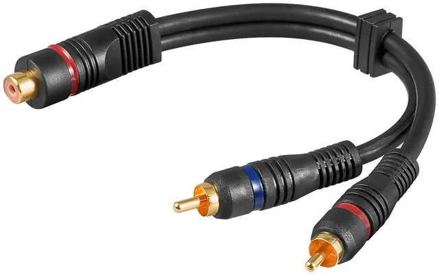2 x RCA hane - RCA hona -y-kabel, 20 cm