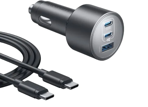 Billaddare 167W 3 portar ink USB-C kabel