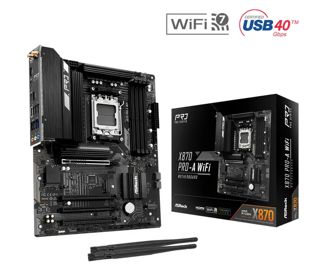 X870 PRO-A WIFI Moderkort - AMD X870 - AMD AM5 - DDR5 RAM - ATX