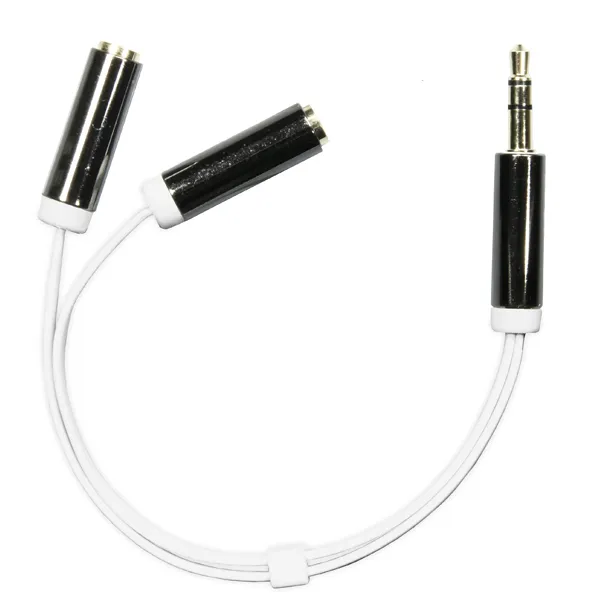 3,5mm hane till 2st 3,5mm hona - 0,1m - Vit