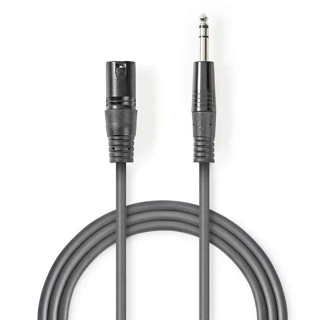 Balanserad ljudkabel | XLR 3-stifts hane | 6.35 mm Hane | Nickelplaterad | 3.00 m | Rund | PVC | Mörkgrå | Kartonghylsa