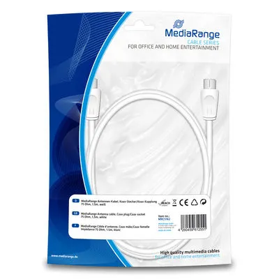 antennkabel koaxialplugg/jack 75Ohm 1,5m w