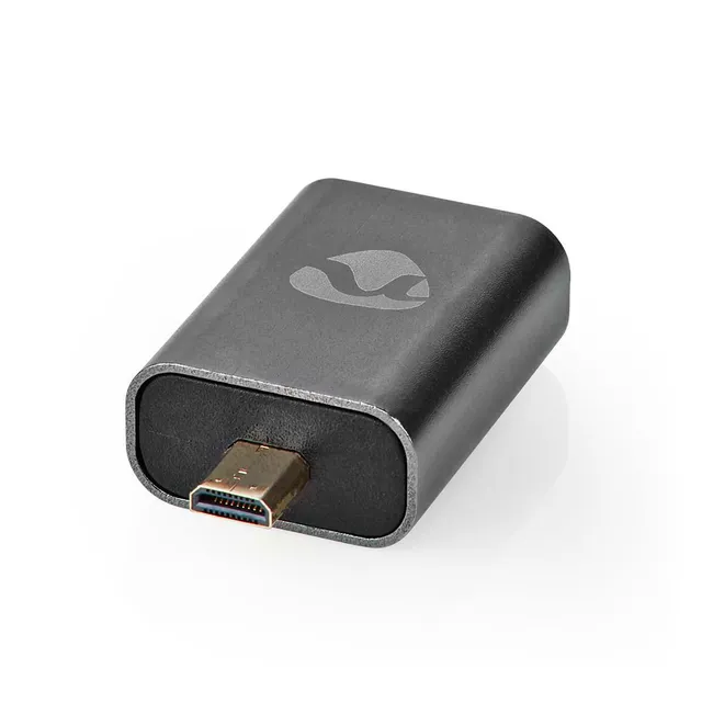 HDMI™ Adapter | HDMI™ Hane / HDMI™ Micro kontakt | HDMI™ Utgång | Guldplaterad | Rak | Aluminium | Grått Med Metall | 1 st. | Kartong med täckt fönster