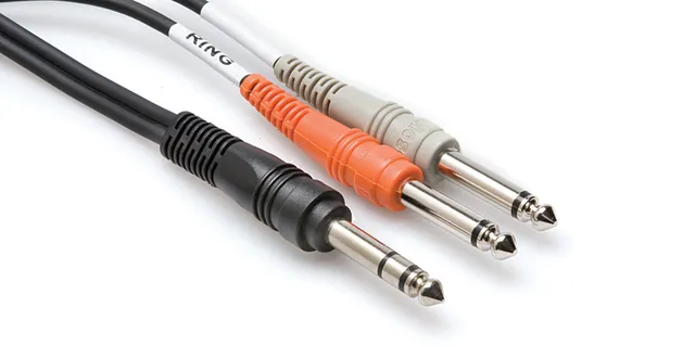 TRS/2 x TS, hankontakt, 2 x 6,35 mm TS, hankontakt, 3 m, svart