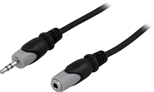 ljudkabel - Förlängning - 3,5mm - hane till hona - 2m - Svart