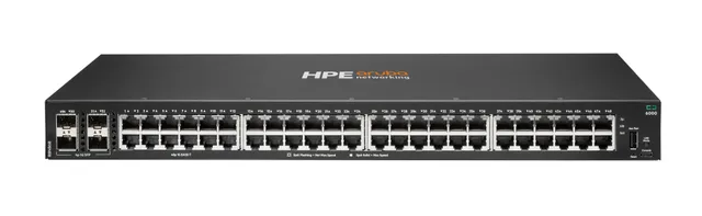 HPE Aruba Networking CX 6000 48p 10M/100M/1G 4p SFP 1G Switch - Switch - Administrerad - 48 x 10/100/1000 + 4 x gigabit SFP (upplänk) - sida till sida