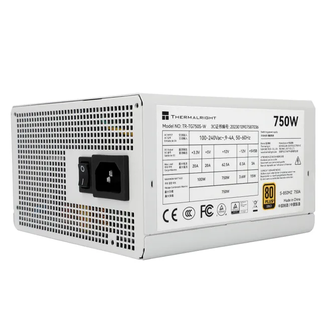 TG S (Non-Modular) Vit - Strömförsörjning - 750 Watt - 120 mm - ATX 3.0 - 80 Plus Gold certificate
