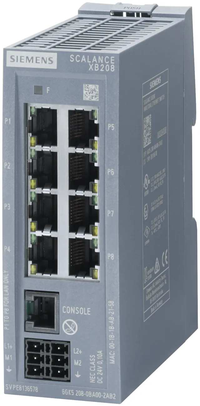 Scalance xb208 manageable ie-switch 8x 10/100 mbits/s rj45.