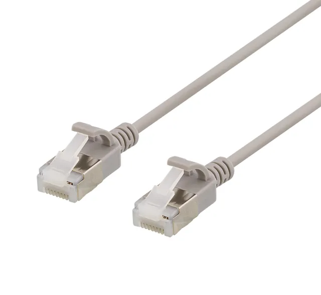 U/FTP Cat6a patchkabel, slim, 3,8mm i diameter, 1m, grå