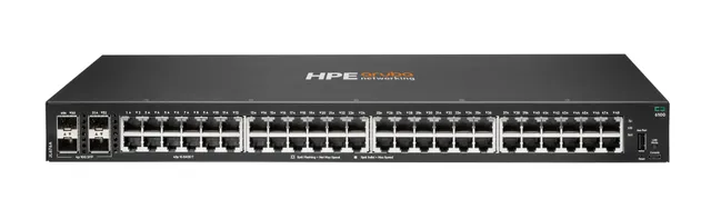 HPE Aruba 6100 48G 4SFP+ Switch - Switch - Administrerad - 48 x 10/100/1000 + 4 x 1 Gigabit / 10 Gigabit SFP+ - sida till sida luftflöde - rackmonterb